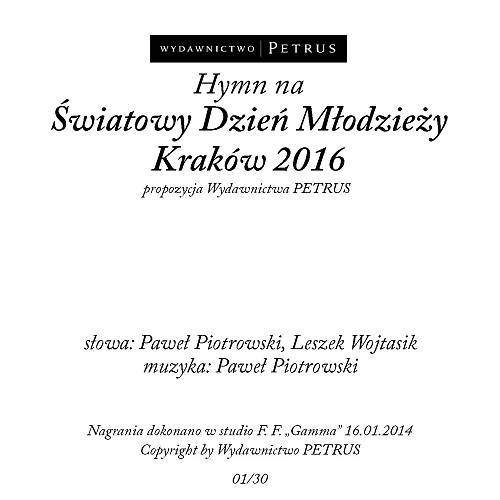 Hymn na Światowy Dzień Młodzieży. Kraków 2016